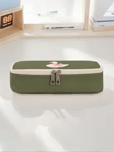 Duck Pattern Printed Large Capacity Pencil Case, Durable Multi-Functional Storage Bag, Portable Zipper Box for School Office Supplies