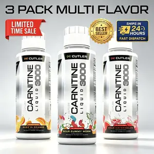 3-Pack Cutler Nutrition Carnitine Liquid 3000mg – Multi-Flavor Sports Drink for Boosted Energy & Workout Performance