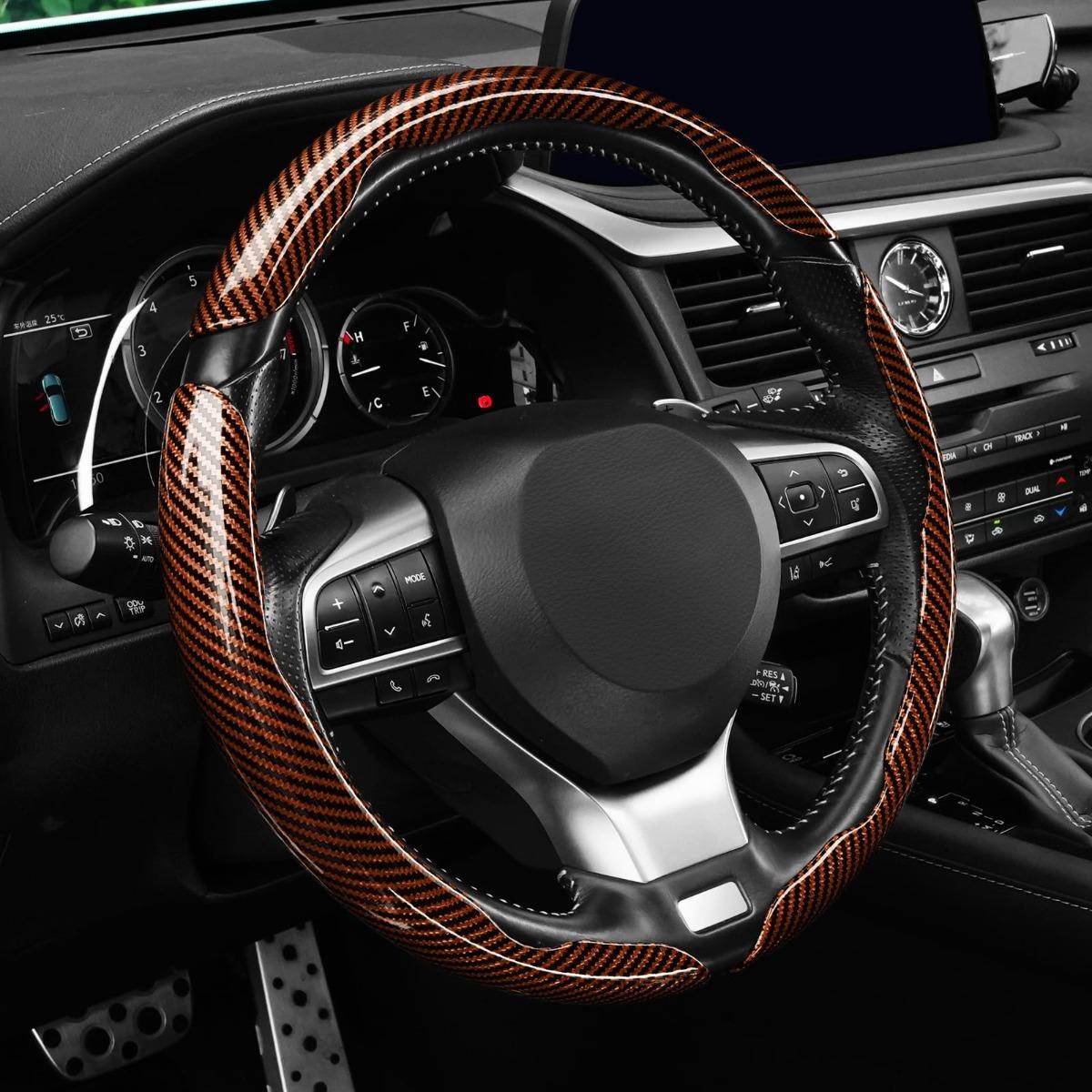 3pcs Carbon Fiber Snap on Steering Wheel Cover Segmented Anti Slip Steering Wheel Protector Butterfly Wing Car Interior Accessories Universal Car Steering Wheel Decoration Car Modification Parts Vehicle Steering Wheel Protective Cover