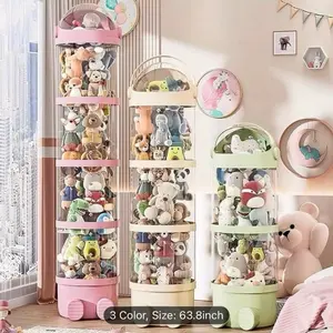 Four-Layer Transparent Large-Capacity Plastic Toy Storage Bucket, Plush Zoo Animal House, High-Profile Transparent Toy Storage Bucket, Keeps Animal Toys Tidy, Suitable for Dollhouse Bedroom And Living Room Decor, Perfect Gift for Mother's Day