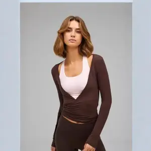 Womens Ballet Wrap Top Long Sleeve Tie Front Workout Cover Up Pilates Yoga Tops  Fairy Coquette Shirt Going Out(Sheet)