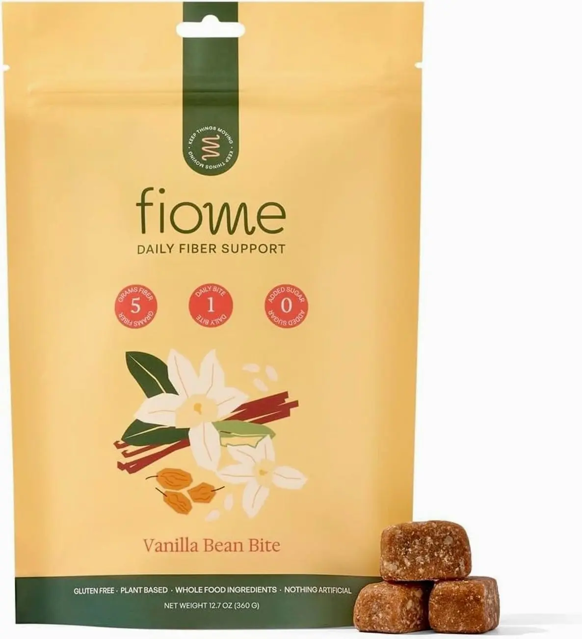 Fiome Fiber Bites - 5g Daily Fiber Supplement - Supports Regularity, Digestion and Gut Health - All Natural Ingredients, Vanilla Bean Flavor, 30 Servings