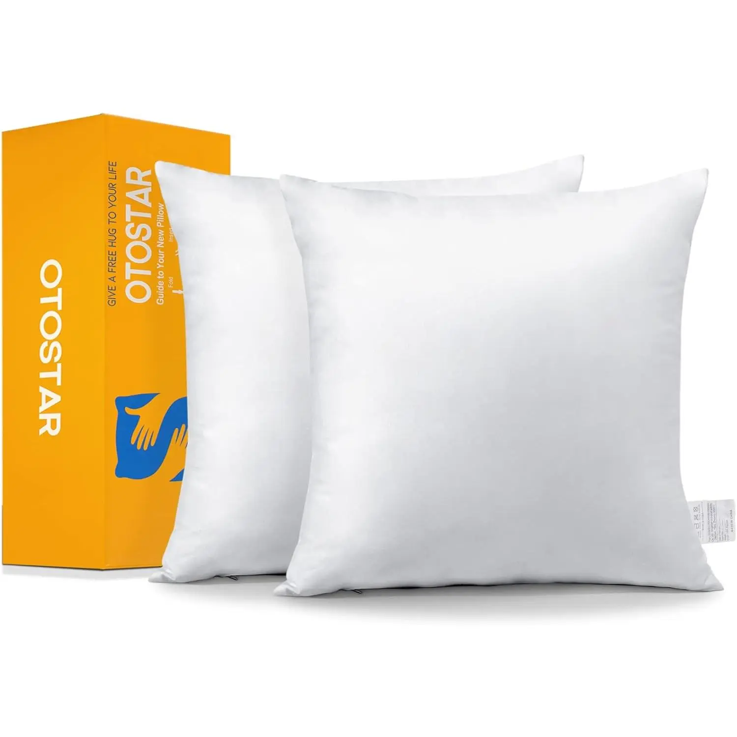 Pack of 2 Throw Pillow Inserts, 18 x 18 Square Cushion Inner Soft Plump Stuffer Cushion Pads White Decorative Pillow Inserts