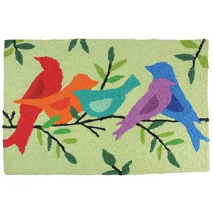 Jellybean JB-TF001 Animal-Themed Playful Area Rug, 20x30 in. Morning Song Birds Design, Animal-Themed Area Rugs, Playful Area Rugs