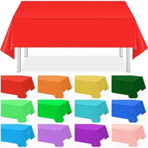 12 Pack Assorted Color Plastic Tablecloth Disposable Plastic Rainbow Tablecloth Colorful Rectangle Table Covers for Rainbow Party Birthday Wedding Picnic  Party Decorations,12 Color, 54 x 108 Inch