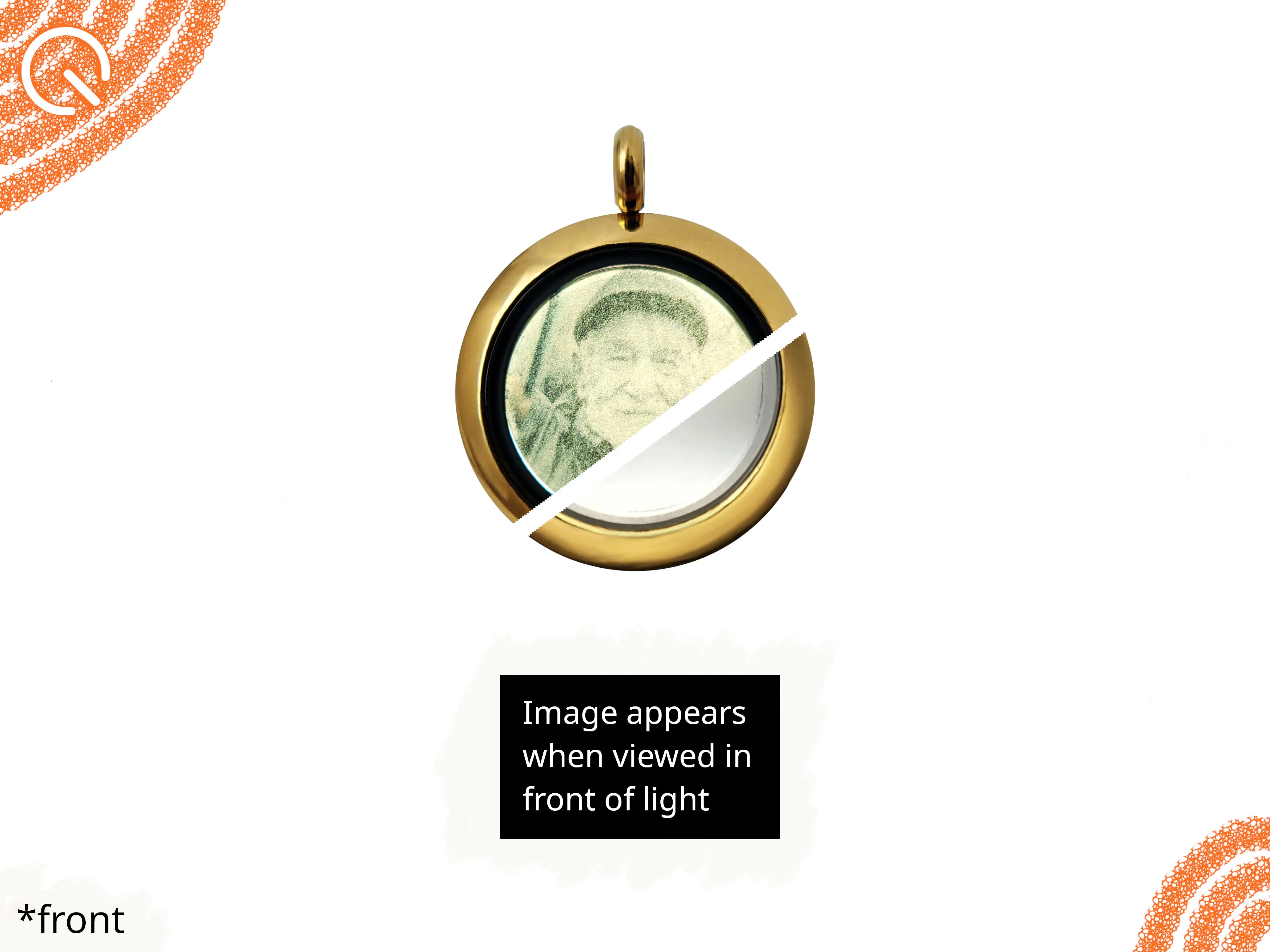 Quiet Locket - Image Appears When Viewed in Front of Light, Custom Image