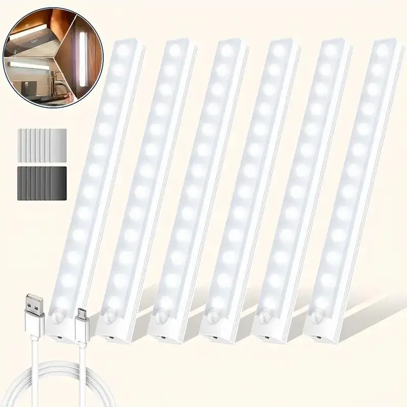 USB Rechargeable LED Under Cabinet Light, Motion Sensor LED Wall Light with Switch, Wall Mounted LED Light for Bedroom, Kitchen, Bathroom, Modern