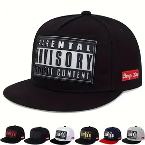 1 Bold Men's Hip-Hop Snapback Hat - "PARENTAL ADVISORY" Design in Multiple Colors, Lightweight Acrylic & Polyester, Casual Style with Mesh Back for Outdoor Wear, Hip Hop Hat