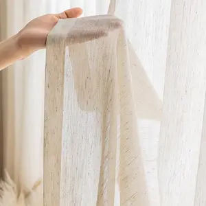 Japanese Transparent Linen Window Curtain, Dustproof, Suitable for Living Room, Bedroom, Balcony, Home Decor, Privacy Protection