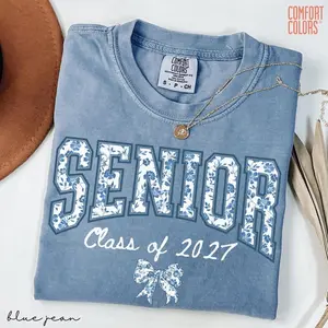 Comfort Colors® Senior 2027 Shirt, Personalized Class of 2027 Shirt, Coquette Senior 2027 Shirt, Graduation Gift, Senior Mom Shirt