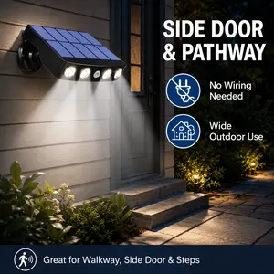 1/2/4 Pack Solar Motion Sensor Wall Lights, Outdoor Solar Security Lights with 4 High-Power LED Beads, 3 Modes White Light for Garage, Front Door, Patio, Fence, Stairs and Yard