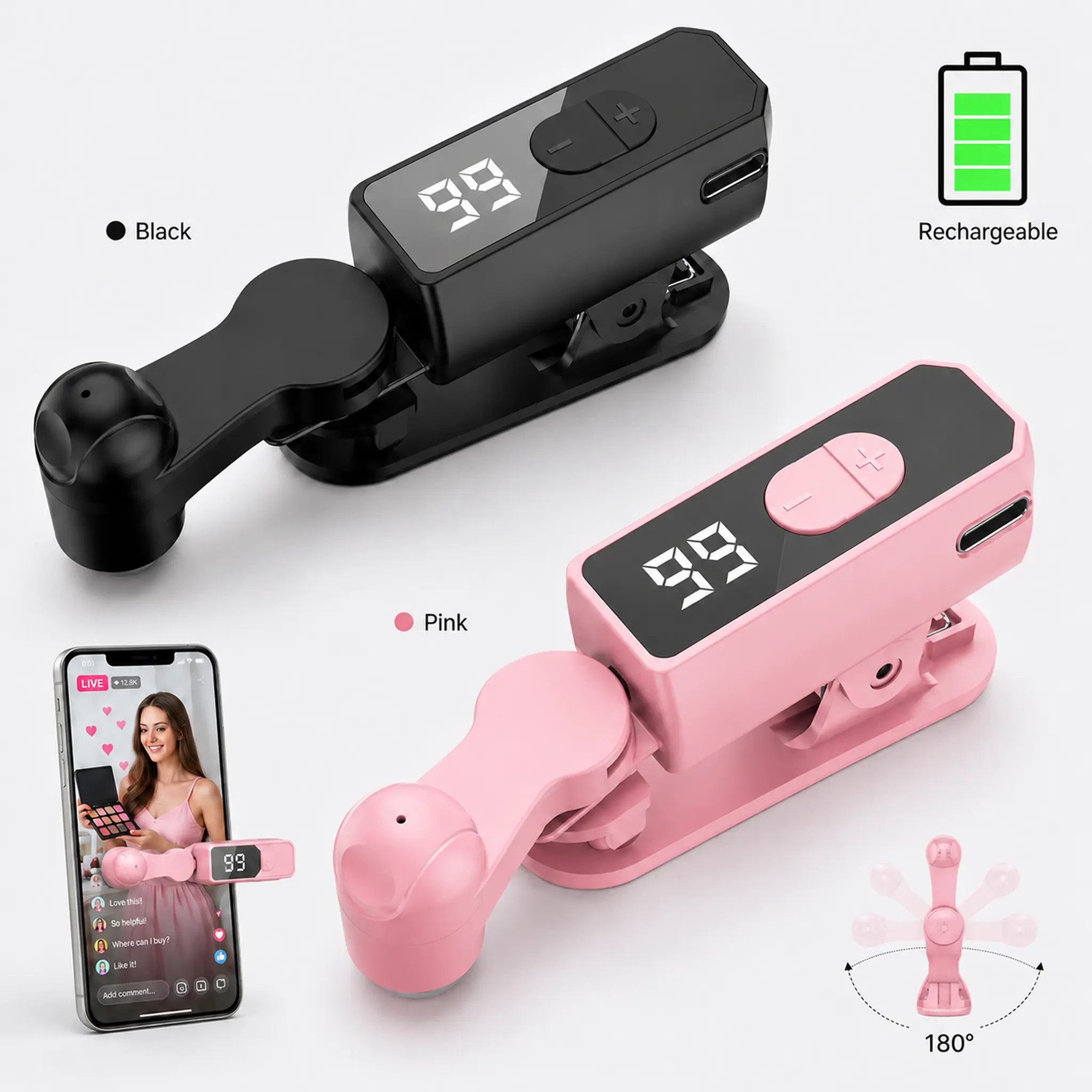 2026 New Adjustable-Speed Silent Wireless Auto Clicker Digital Accessory - LED Screen Fast-Tap Tapper, Portable Smartphone Phone Accessories Compatible for Live Stream Scenarios (Party Bag Gift Home Supply)