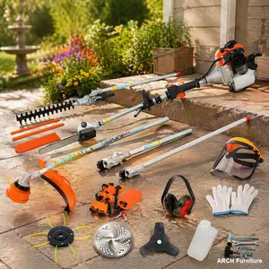 10-in-1 Multi-Functional Trimming Tool Kit, 52CC 2-Cycle EPA-Compliant Garden Tool System with Gas Pole Saw, Hedge Trimmer, Grass Trimmer, and Brush Cutter,summervibes