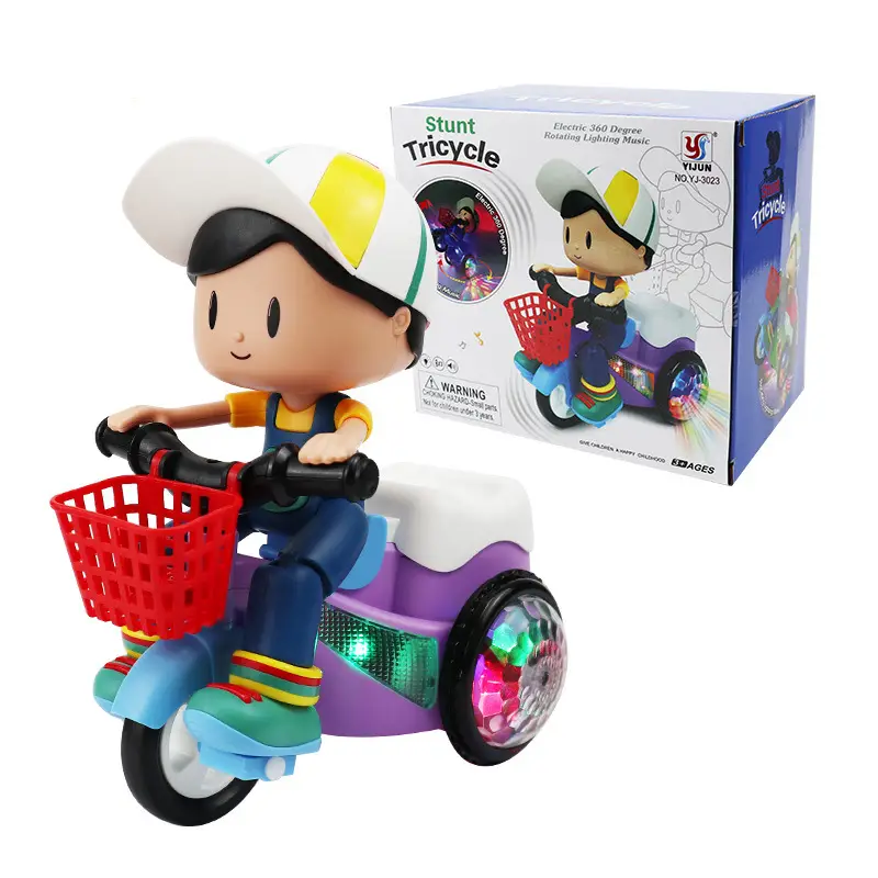 Electric Tricycle Toy Cartoon Motorcycle Vehicle Stunt Performance Music Luminous Lights