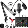 Safring Podcast Equipment Bundle with BM800 Mic DJ Mixer Effects & Voice Changer, Live Sound Card Audio Mixer, Condenser usb Microphone Recording Studio Package for Live Streaming/Gaming/Podcast/Recording/Vocal/Game Voice/YouTube desk clamp  #Summervibes