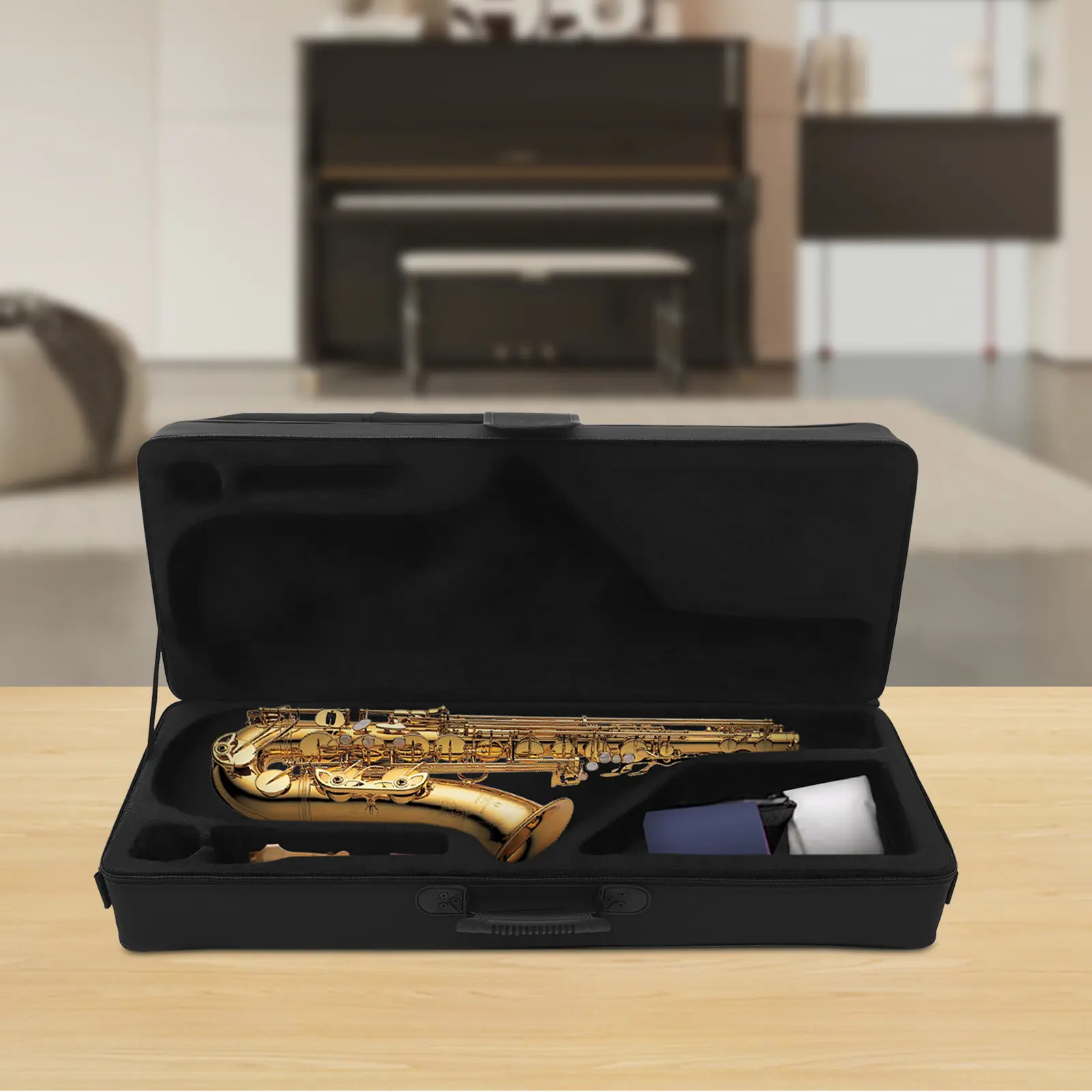 CNCEST Tenor Saxophone Case - Heavy-Duty Padded Gig Bag for Musicians and Enthusiasts, Waterproof Nylon Canvas, Foam Interior, Comfortable Backpack Straps, Shoulder Strap, All-Weather Cushioning