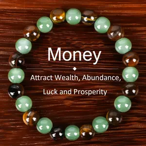 1pc Arpurraina Money Attraction Bracelet with Green Aventurine  Tiger Eye - Blue Friendship Bracelet, Energy Bracelet, Beaded Jewelry Protection Encouragement Gift