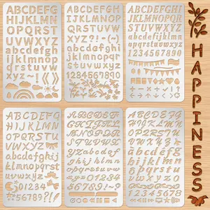 6 count Mixed Metal Stencil  Stencil Templates Stencils for Journaling  Stencils for  Carving Drawing Engraving Scrapbooking Journal Craft DIY(Letter Style)