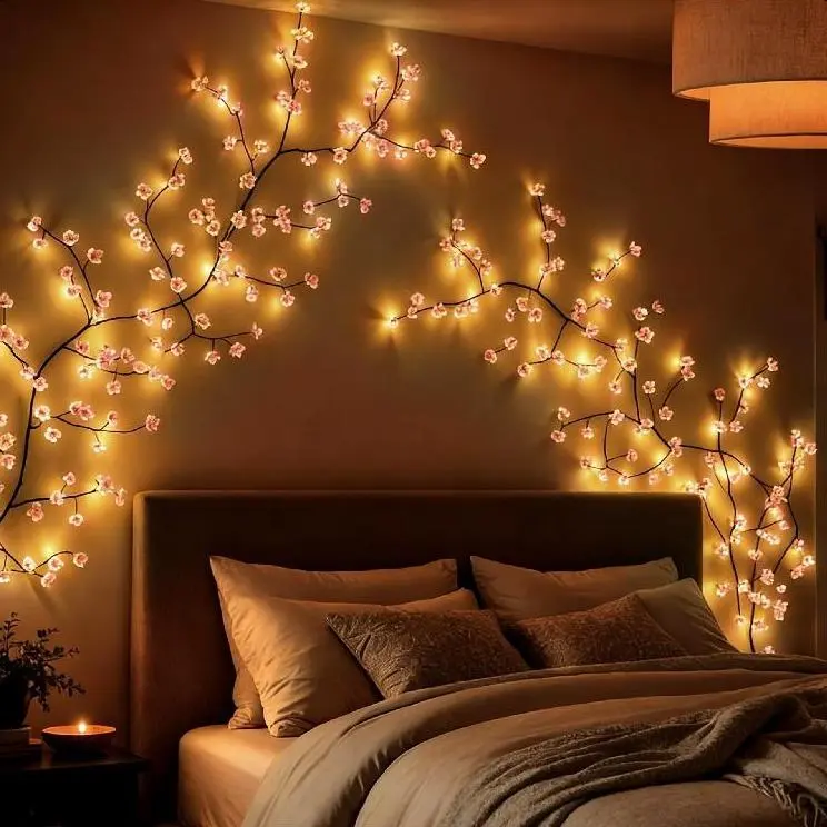 1 x 72LEDS Cherry Blossom Branch Lights | DIY, USB interface, suitable for room, living room, party, restaurant, wall,'s Day, wedding decoration
