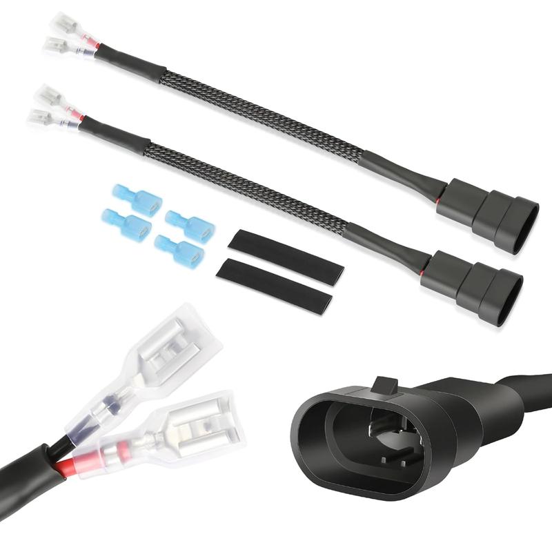 YCHOW-TECH Fog Light Converter Adapters, 12V 60W 9005 Headlight Wire Harness with 2-Pin Connector, Easy-Install Copper-Nylon 2-in-1 Y-Shape Splitters Plug, Corrosion-Resistant Heavy Duty Wiring for 07-11 Jeep JK LED Car Vehicles