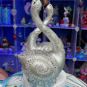 Silver Rhinestoned Swans 8.5”