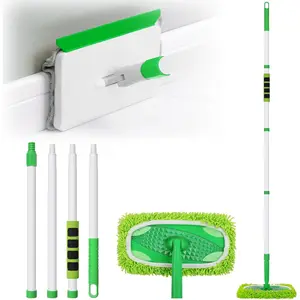 Baseboard Cleaner Tool with Handle, Extendable Long Handle Baseboard Tool Duster with Reusable Pads for Floorboard