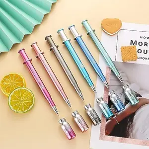 Creative Syringe-Shaped Gel Pen, 6 Counts Portable 0.5mm Multi-purpose Writing Pen, Modern Funny Writing Pen, Unique Pens for Students Office Workers, Writing Markers Supplies, Office Stationery & Supplies