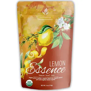 Gardenika Organic Green Rooibos Black Loose Leaf Tea with Lemon Peel and Lemon Myrtle – Kosher, No Natural or Artificial Flavors - 4 oz Beverage Sugar