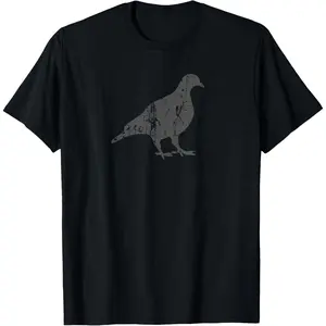 100% Cotton Pigeon Vintage Design Pigeon Print T-Shirt