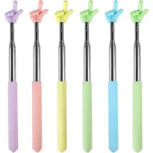 6PCS Pointer Finger Stick, Extendable Colorful Finger Pointer Stick, Mini Retractable Teacher Pointer for Presentation, Whiteboard, Blackboard, Classroom Supplies(5 Color)