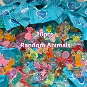 20pcs Individually Wrapped Glow-In-The-Dark Mini Animals, UV-Activated Luminous Resin Ducks, Dolphins, Frogs, Rabbits, Turtles, Perfect for party, Easter Easter Basket Ideas
