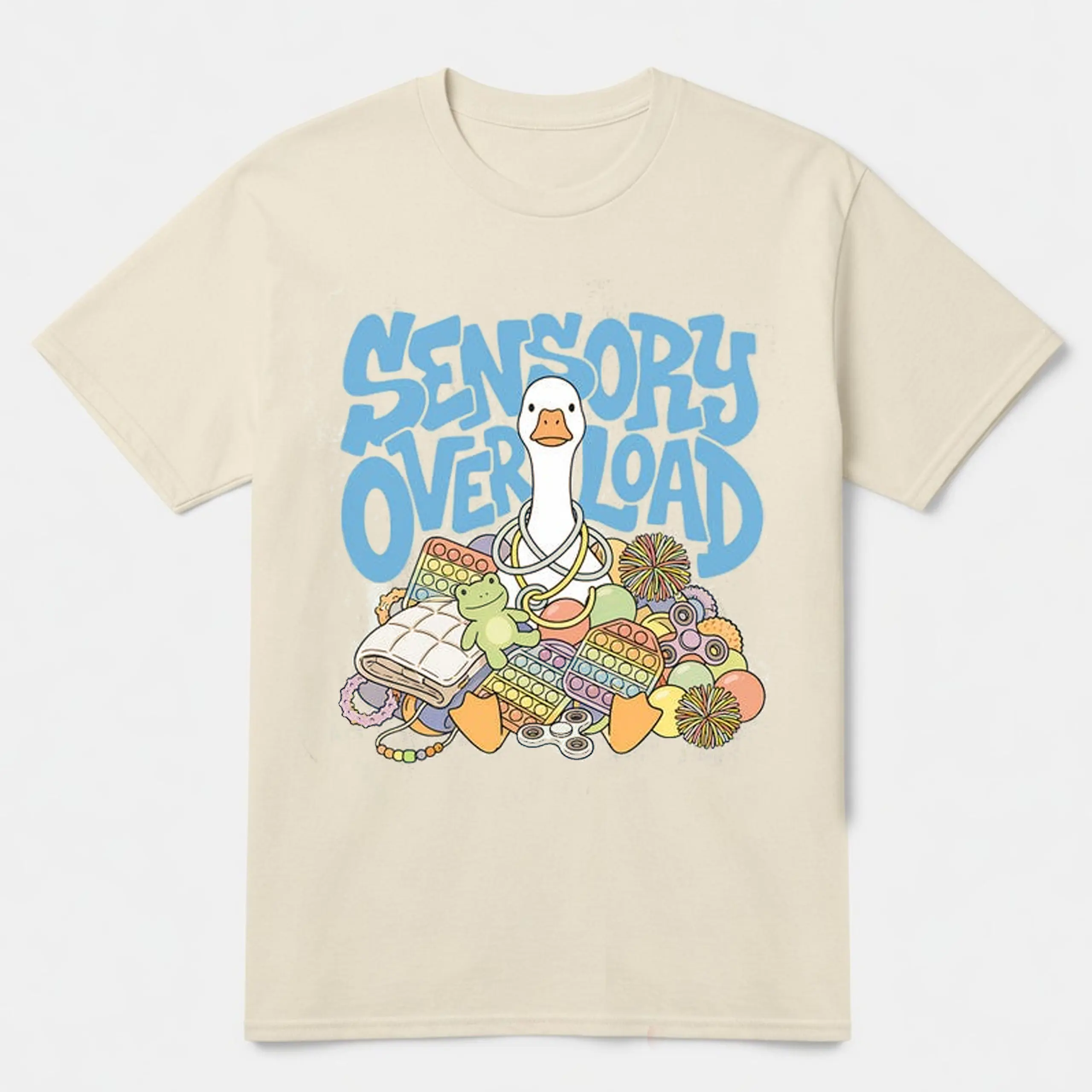 Sensory Overload Goose T-Shirt, Neurodivergent ADHD Autism Awareness Graphic Tee, Retro Fidget Toys Shirt, Oversized Vintage Tee