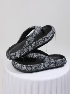 Women's Paisley Print Slides, Casual Comfortable Home Slippers, Non-slip Soft Slippers for Indoor & Outdoor Wear, Walking Shoes, Fashionable Slide Sandals, Paisley Pattern Slides, Flip Flop