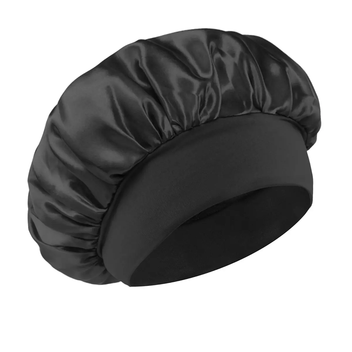 Satin Hair Bonnet for Sleeping Soft Silk Bonnet for Women with Curly Natural Hair Braids Night Sleep Cap Black