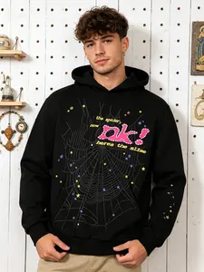 y2k hoodies, Men's Hip Hop Spider WebPattern, Graphic Alphabet Print HarajukuVintage Hoodie, Punk rock style, LongSleeve Street Wear Top For Both Men AndWomen Oversized Hoodies