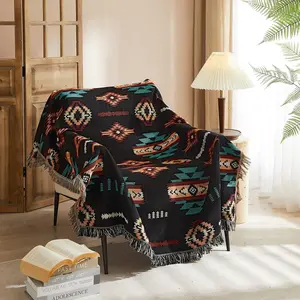 Signature Southwest Throw Blanket for Couch Bed Cotton Woven Southwestern Navajo Throws Tapestry Cover for Living Room Chair Sofa Decorative w Boho Fringe 50x60 Aztec Pattern Durable Woven Fabric