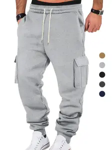Men's Loose Fit Fleece Lined Work Pants, Casual Outdoor Sports Trousers, Autumn Winter American Style Thick Jogger Pants, Streetwear Joggers