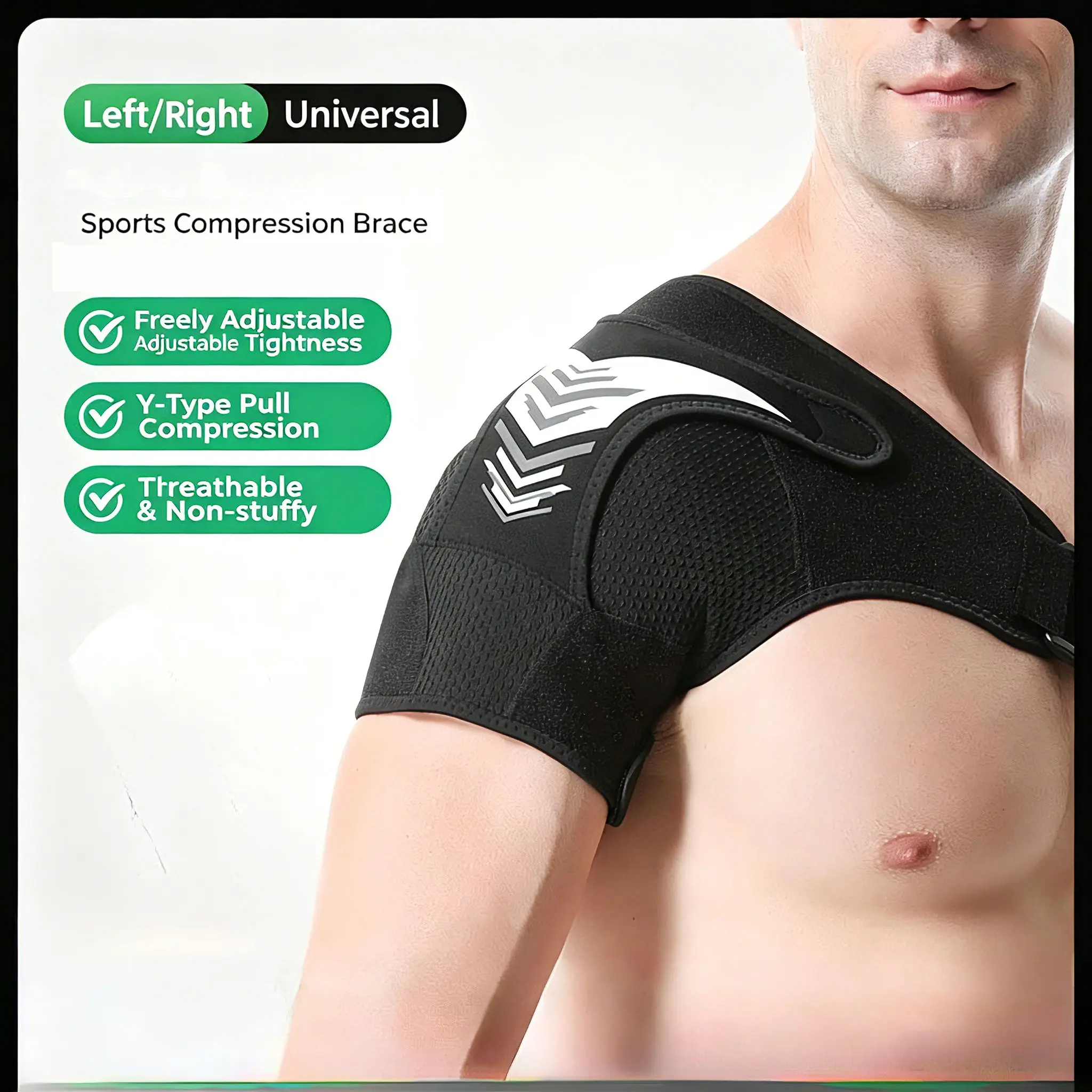 Adjustable Shoulder Brace for Men & Women, Breathable Mesh Compression Shoulder Support Sleeve, Sports Stabilizer for Gym Workout, Fitness Training & Daily Activities