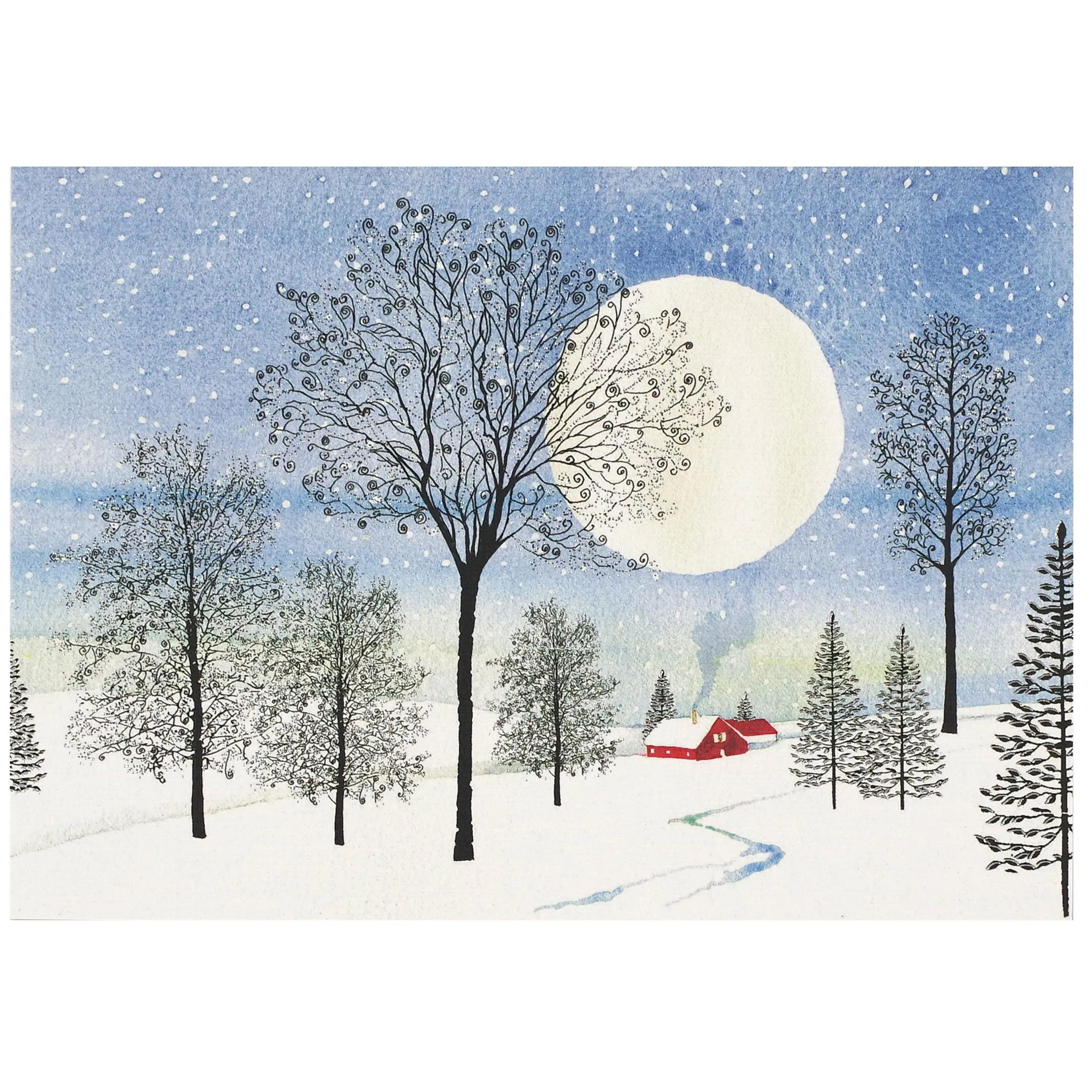 Moonlit Cottage Deluxe Boxed Holiday Cards