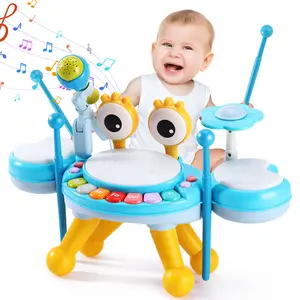 Drum Set for Toddlers 1-3, Toddlers Drum Set for 1-3 with Light Up Microphone , 2 Sticks for 1-3 Year Olds, Educational Learning Toys for 6-18 Months, Birthday Gifts for Boys Girls