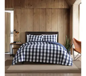 Eddie Bauer Lakehouse Blue Cotton Twin Duvet Cover Set