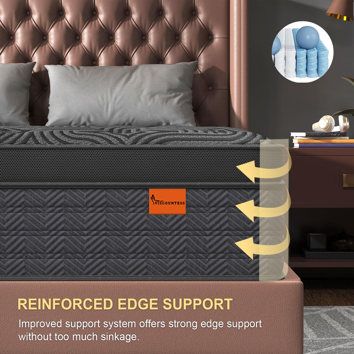 Gel Memory Foam  Hybrid Pocket Spring Twin Full Queen King Bed  In A Box, Euro Top Medium Firm For Back & Lumbar Support, Individual Pocket Spring Bed For Motion Isolation & Fiberglass Free mattress  clearance