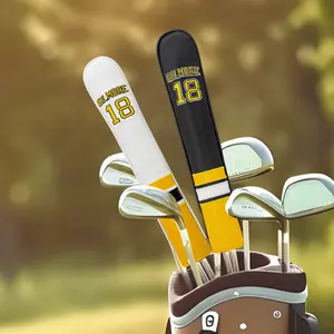 Two-Tone Spliced 18 Design Directional Alignment Stick Cover, Protective Gear for Golf Enthusiasts, Ideal for On-Course & Training Sessions