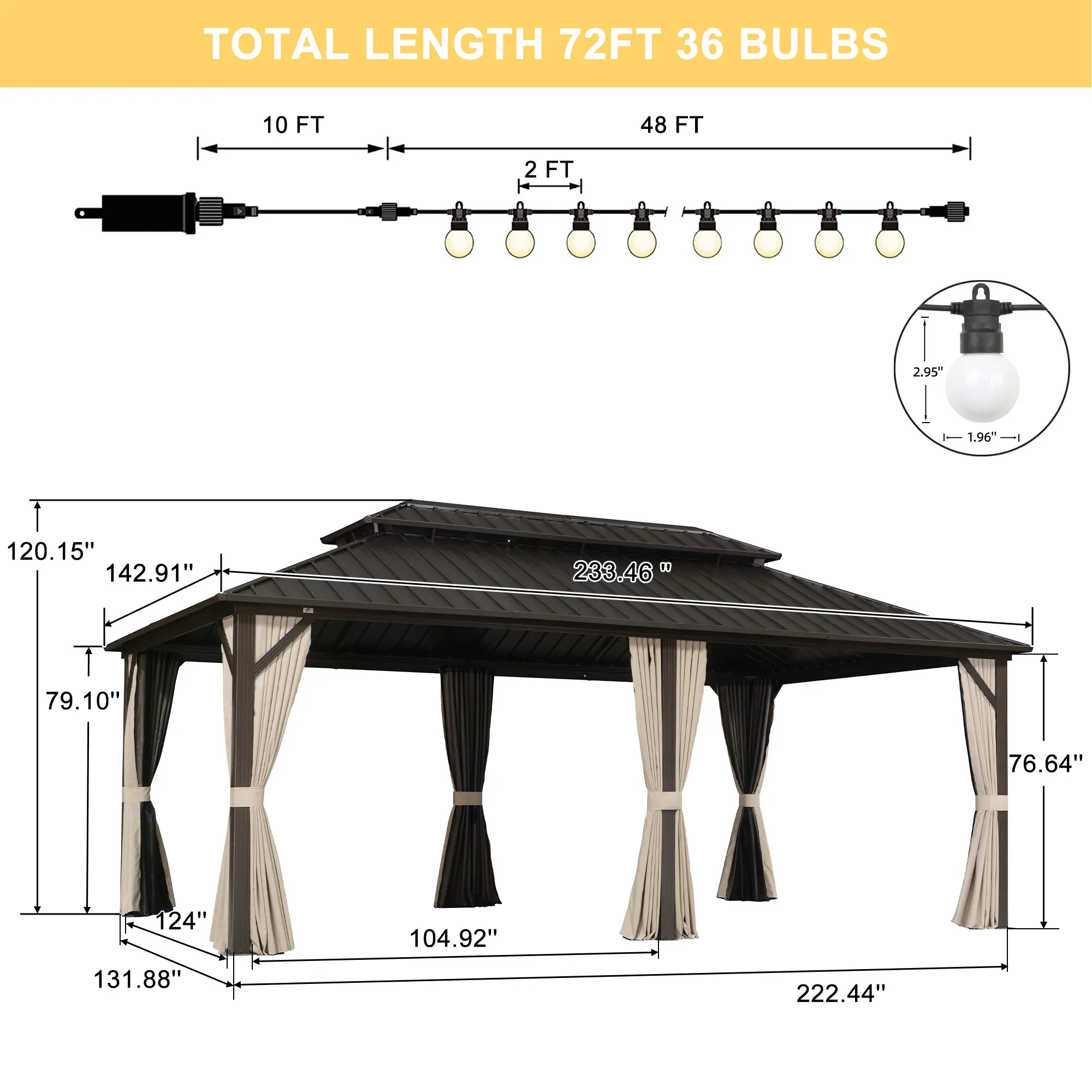 12' × 20' with 36 Lights
