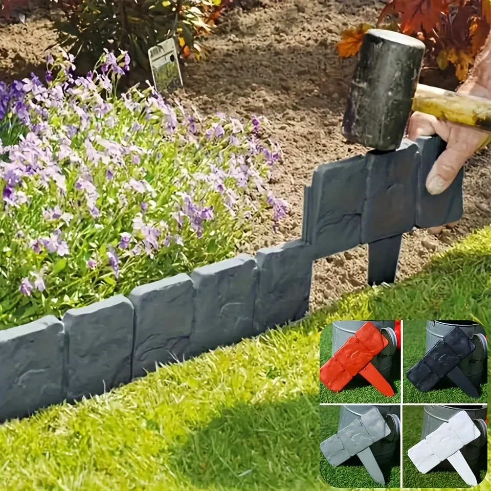 10-Piece Garden Edge Barrier Set, Plastic Decorative Garden Fence, Lawn Border, Fall Garden Decor, Easy Install Outdoor Vegetable Garden Landscape Divider, Plastic Yard Fence, Outdoor Garden Accessories, Plastic Lawn Edging, Garden Supplies