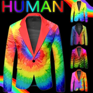 Men Shawl Lapel Blazer Design printed Sequin Suit Jacket Dj Club Stage Singer Clothes Nightclub Blazer Wedding Party Suit Jacket