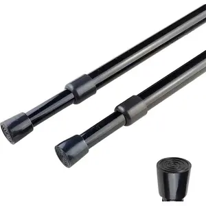 2pcs Spring Tension Curtain Rod,28-43 Inches Adjustable Expandable Pressure Black Curtain Tension Rods For Kitchen, Bathroom, Window,Home