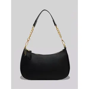 BIGWIG Women's Elegant Letters Print Shoulder Bag, Trendy Chain Decor Adjustable Crossbody Bag, Fashionable Shoulder Bag for Daily Use