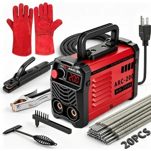 200Amp 20PCS Rods Stick Welder, Super MINI Portable Welding Machine,  Inverter Welder Machine 110V with Hot Start Arc Force Anti-Stick, for 1/16"-1/8" Rod ARC Welder, 2 Chip Hammers (Red)