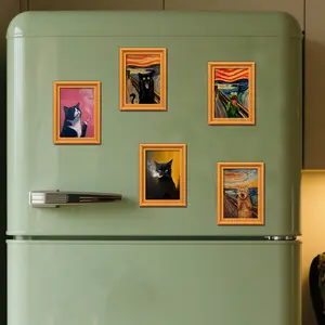 Cute Cat Refrigerator Magnets Set, Cats Design with Decor, Durable Bamboo Material, Home Office Decoration, Holiday Gift